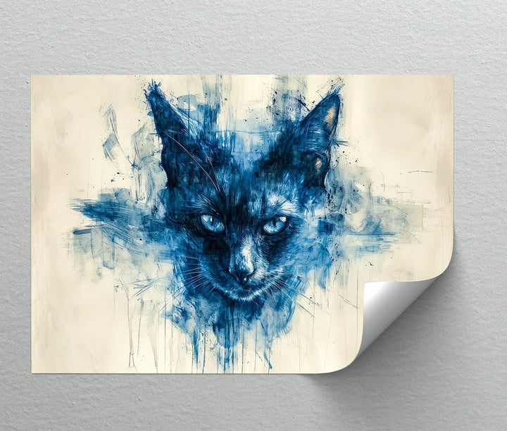 Mystic Blue Cat – Abstract Watercolor Canvas Print - MyPhotoStation