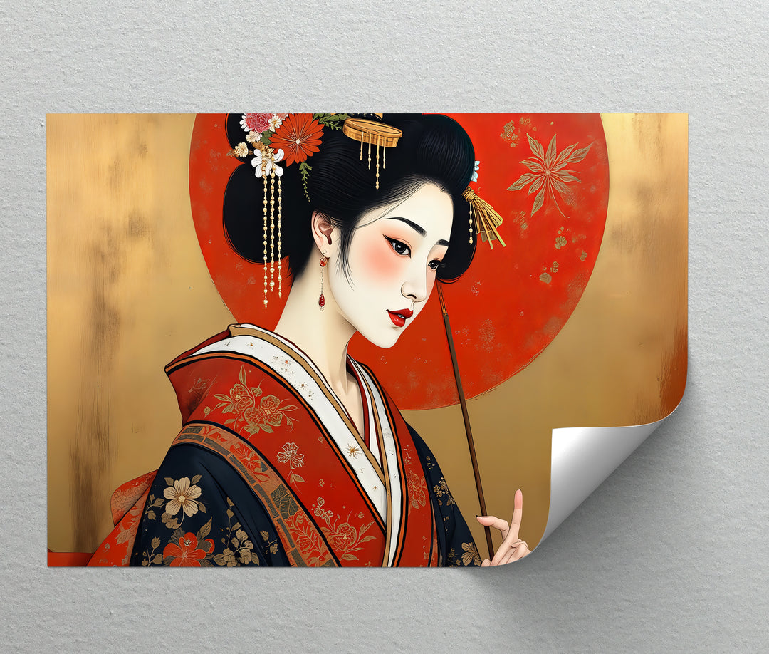 Traditional Japanese Geisha Portrait - Canvas Wall Art | Framed Artwork