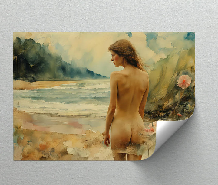 Whispers of the Shore – Dreamlike Nude by the Sea Canvas Print - MyPhotoStation