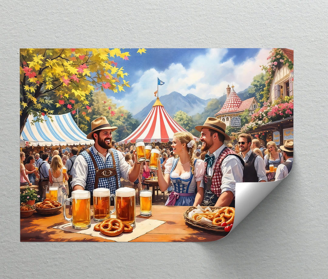 Oktoberfest Celebration – Beer Garden Festival Canvas Wall Art | Canvas Artwork
