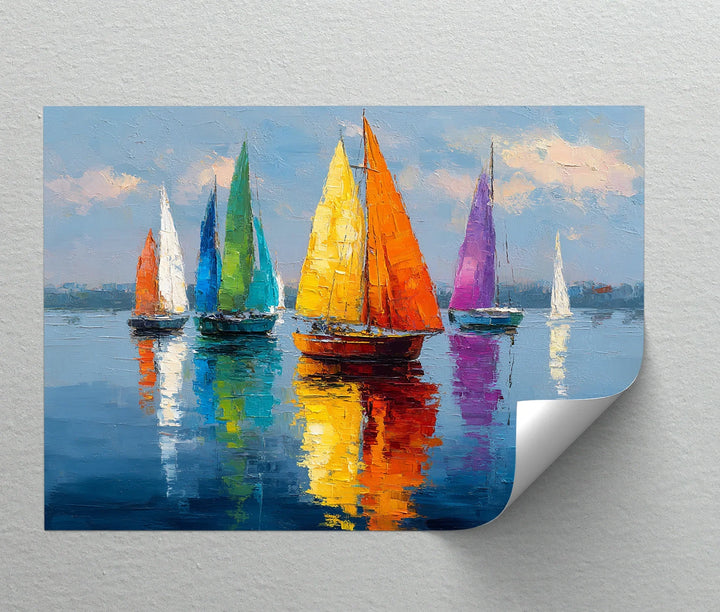 Colorful Sailboats on Water – Vibrant Nautical Canvas Print - MyPhotoStation