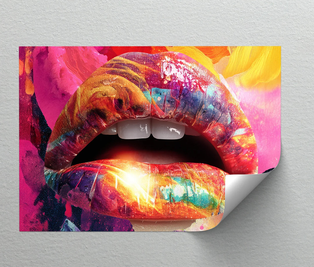 Color Pop Seduction – Abstract Lips in Vivid Pop Art Canvas Print - MyPhotoStation