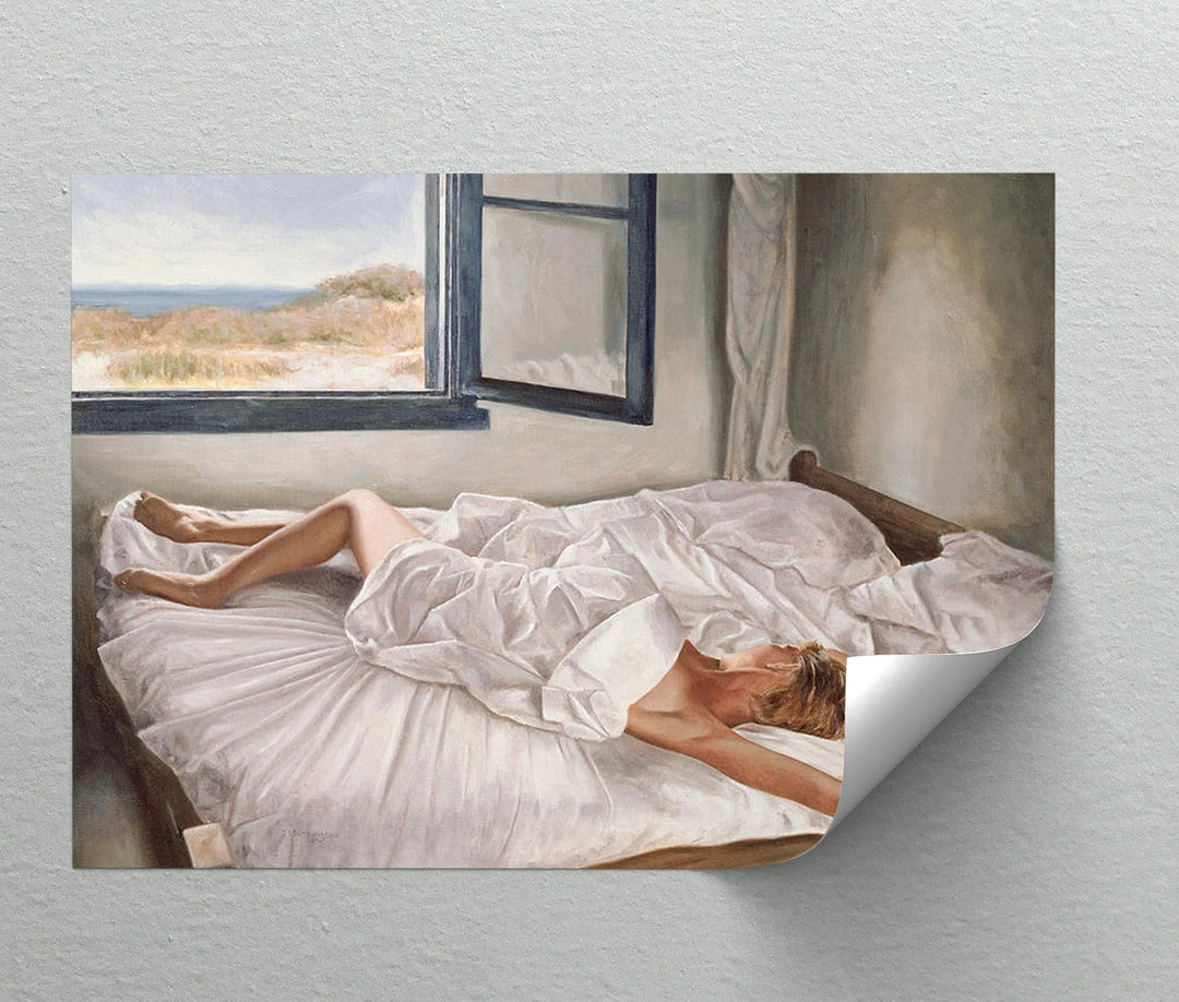 Sunlit Morning – Nude in White Sheets by the Window Canvas Print - MyPhotoStation