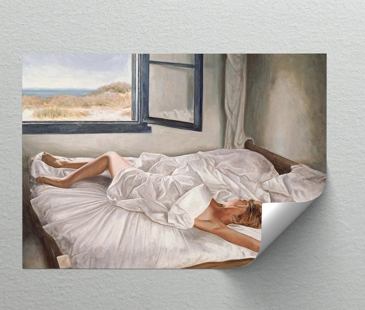 Sunlit Morning – Nude in White Sheets by the Window Canvas Print - MyPhotoStation