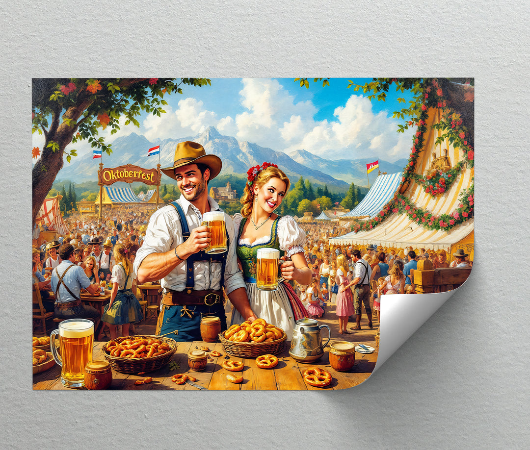 Oktoberfest Celebration – Bavarian Beer Festival Canvas Wall Art | Large Canvas