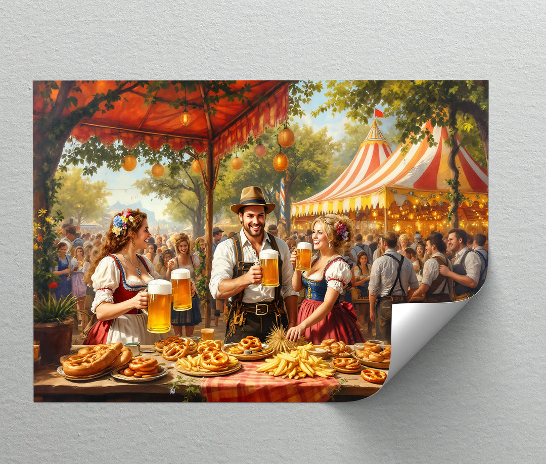 Bavarian Oktoberfest Beer Garden – German Festival Canvas Wall Art | Canvas Art