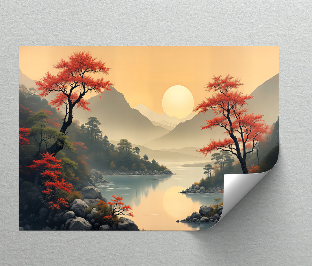 Japanese Mountains – Landscape Canvas Wall Art | Framed Wall Art