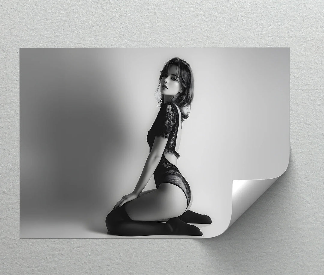 Monochrome Allure – Black Lace Sensuality in Fine Art Canvas Print - MyPhotoStation