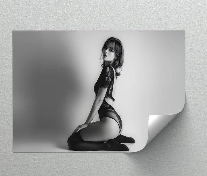 Monochrome Allure – Black Lace Sensuality in Fine Art Canvas Print - MyPhotoStation