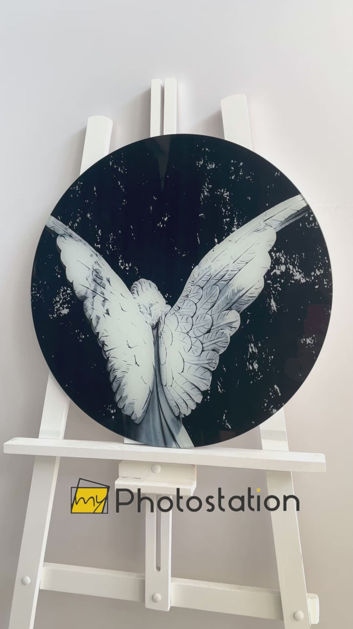 Weiße Engelsflügel-Wandkunst aus Glas