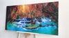 Panoramic Waterfall View at Forest Tempered Glass Wall Art
