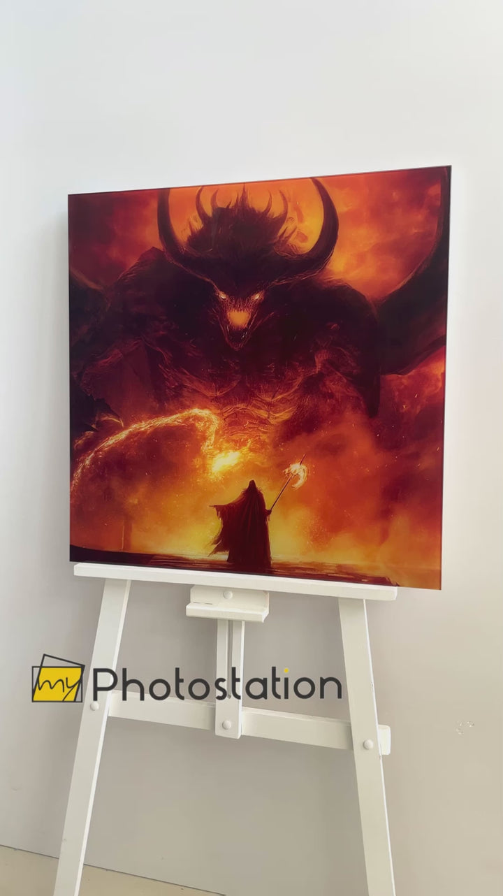 Balrog vs. Gandalf – Wandbild aus Glas