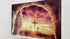 Christian Cross with Sunset Tempered Glass Wall Art