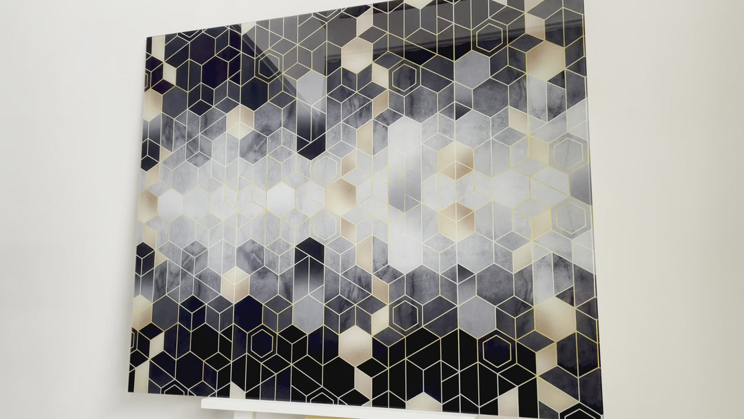 Mosaik-Sechseck-Glaswandkunst