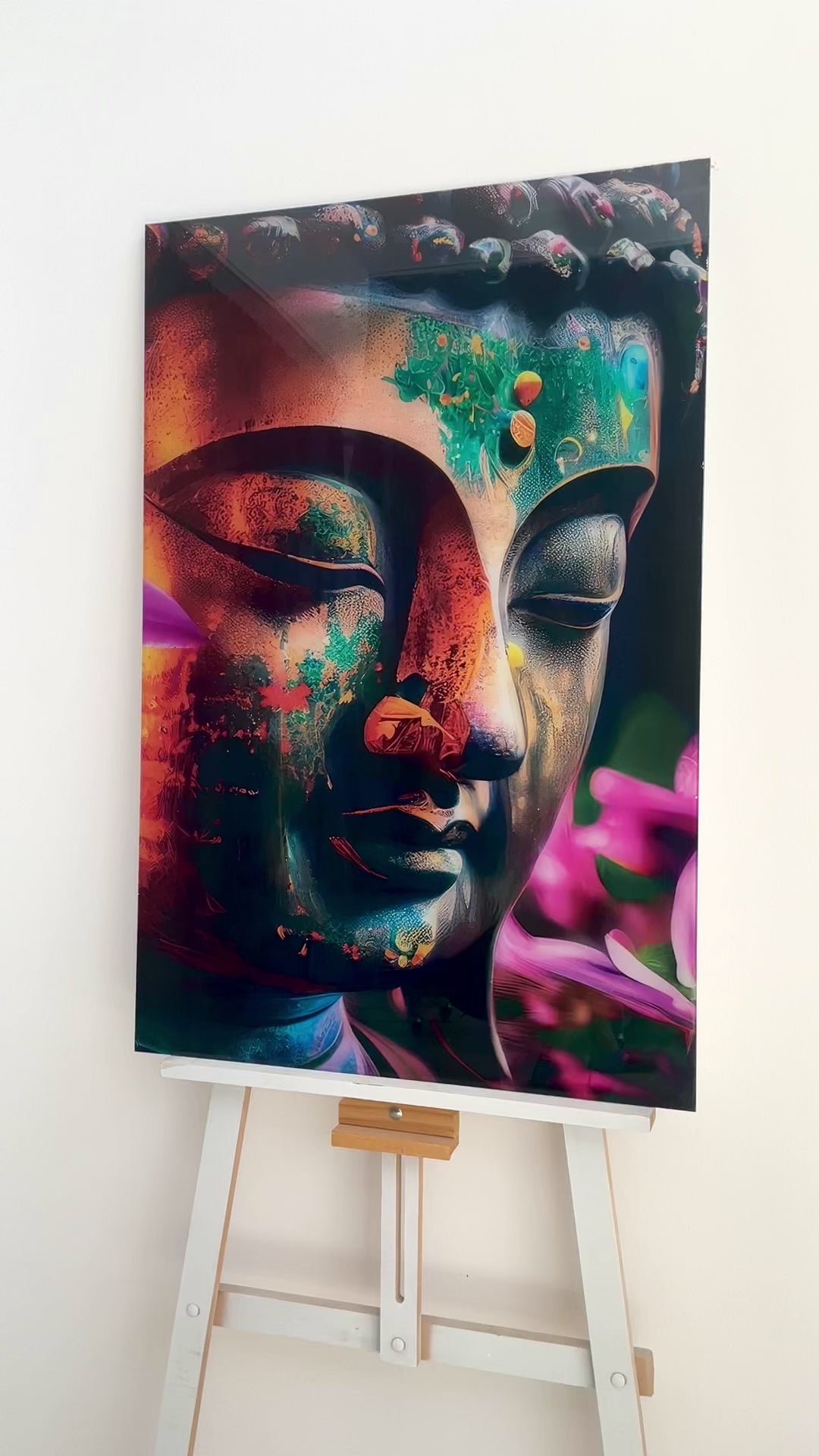 Hindu Colorful Buddha Glass Wall Art