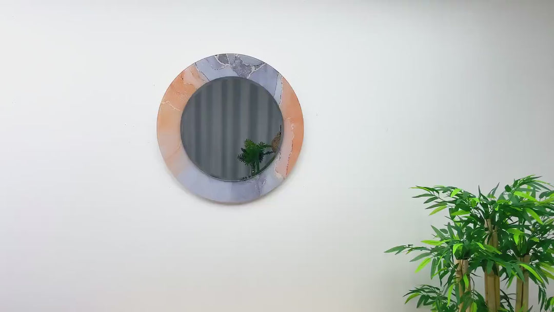 Marmor-Wandspiegel in Orange und Grau
