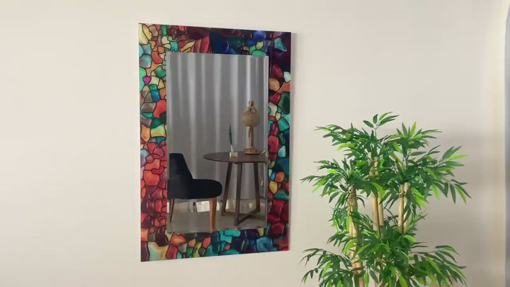Gebeizte bunte Wandspiegel