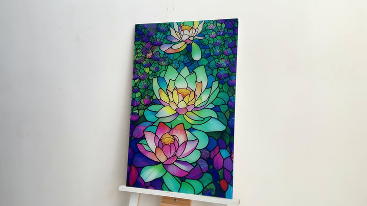 Stained Floral Tempered Glass Wall Art