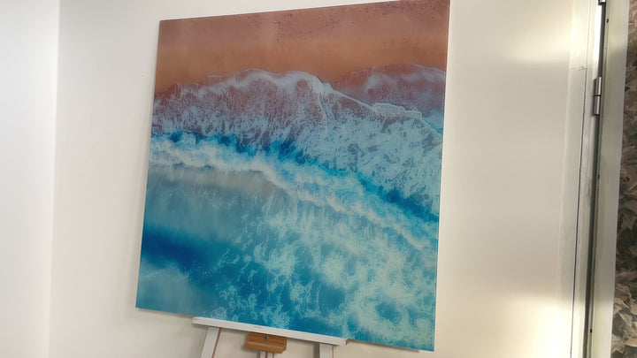 Glaswandkunst mit Strandansicht