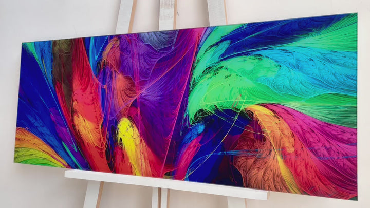 Colorful Neon Abstract Glass Wall Art, glass photo prints, glass picture prints