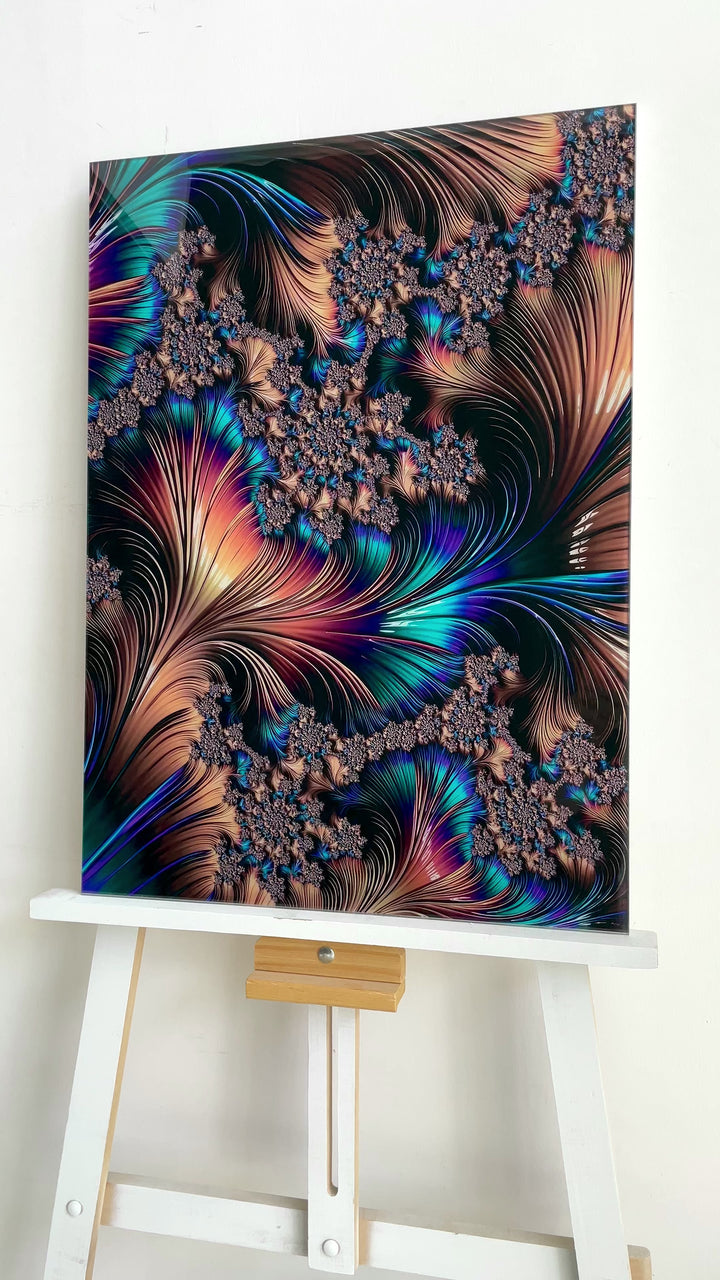 Kupferne abstrakte fraktale Glaswandkunst