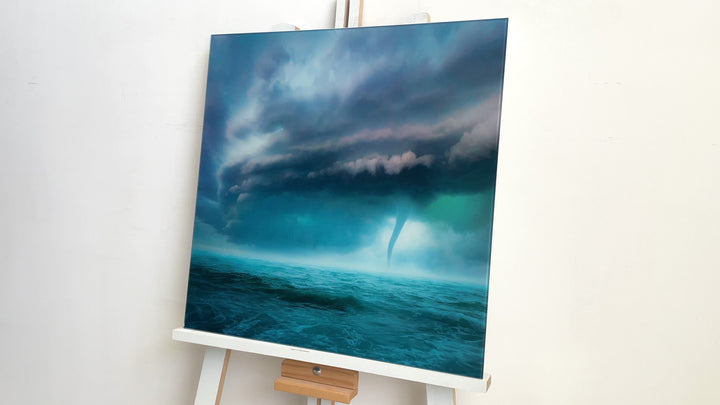 Storm Over the Ocean: A Dramatic Glass Wall Art