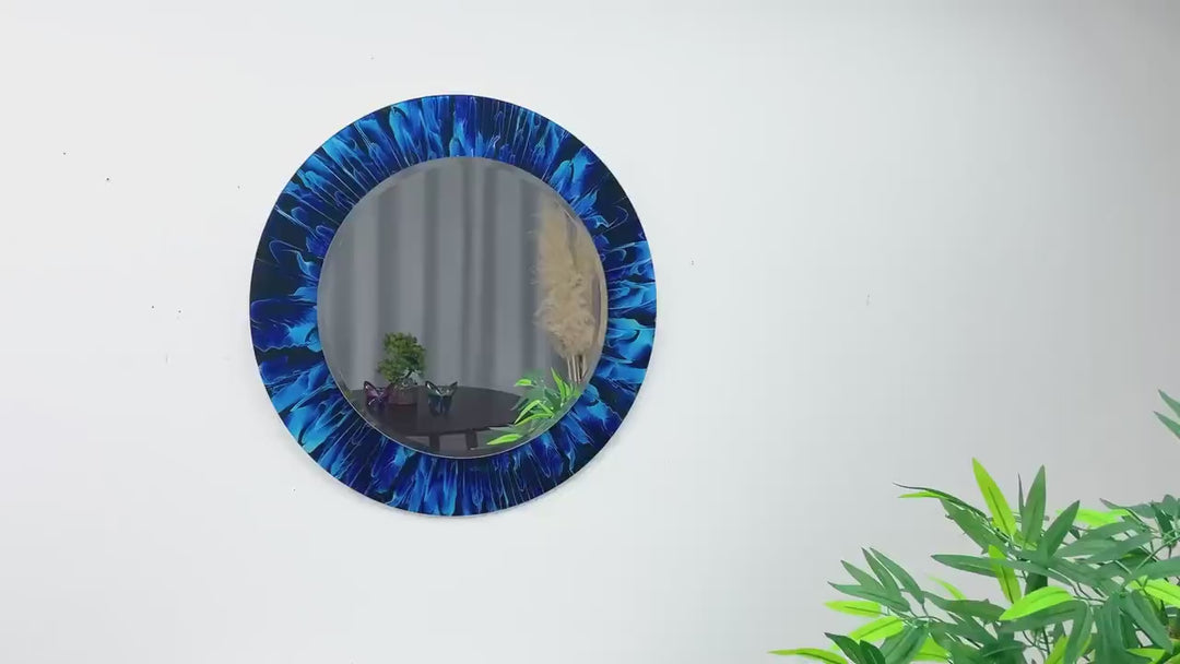 Blaue Badezimmer-Wandspiegel