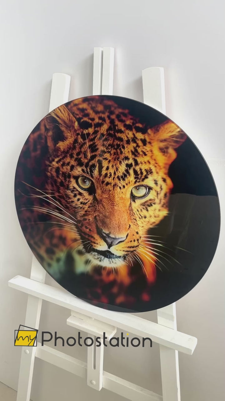 Portrait of a Leopard Glass Wall Art