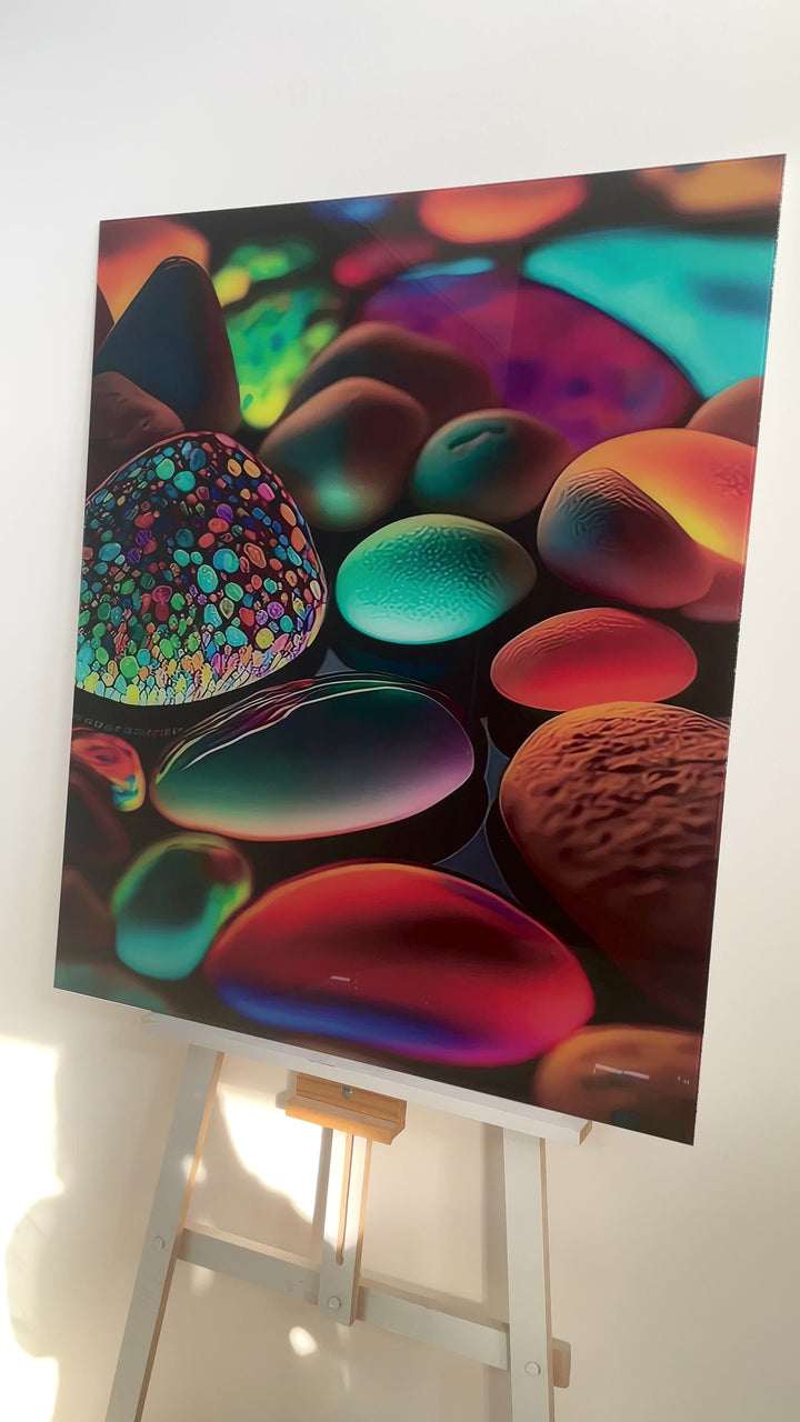 Neonsteine ​​Glaswandkunst