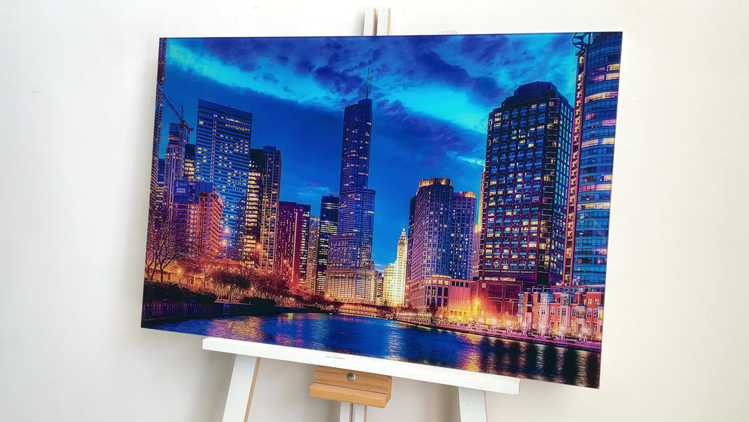 Chicago City View Glass Wall Art, Glass Printing Wall Art, Print photos on glass