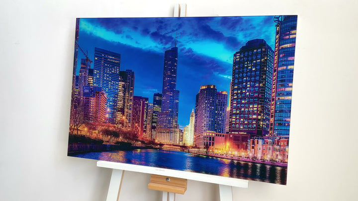 Chicago City View Glass Wall Art, Glass Printing Wall Art, Print photos on glass