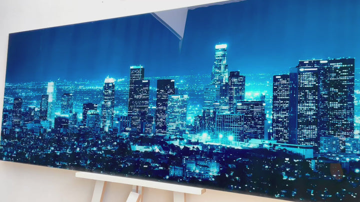Los Angeles Night Cityscape Glass Wall Art, glass photo prints, glass picture prints