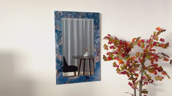 Marineblauer Wandspiegel aus Keramik