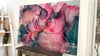 Pink Alcohol Ink Gray Marble Tempered Glass Wall Art