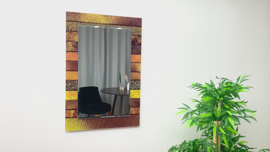 Goldener abstrakter Wandspiegel