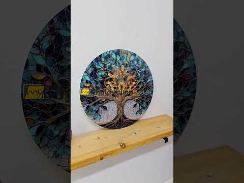 Albero dell'armonia luminosa - Rotondo Quadri da Parete in Vetro