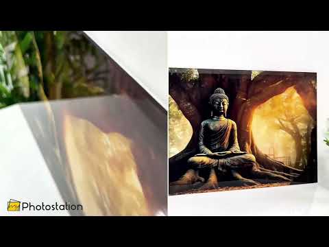 Buddha Under Tree Wall Art – Tranquil Sunrise Meditation Glass Print