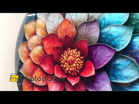 Bunte florale Glaswandkunst