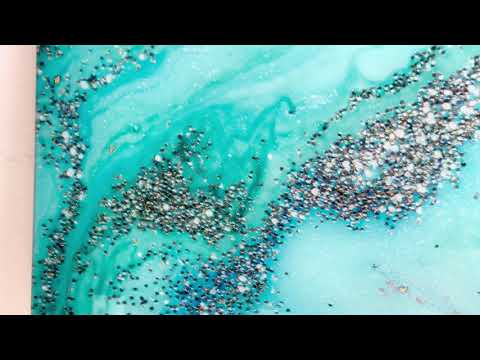 Silver Turquoise Alcohol ink Art Glass Printing Arts