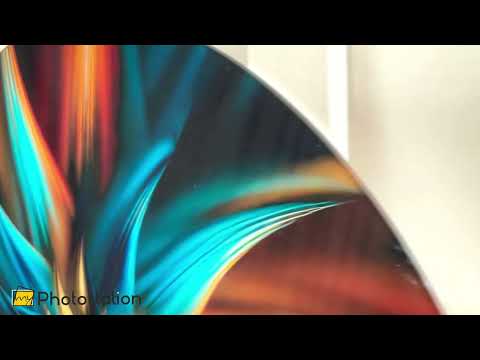 Abstract Round Fractal Blue Glass Wall Art