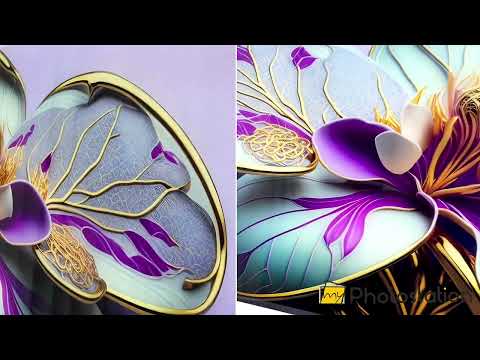 Luxury Orchid Bloom Wall Art – Purple & Gold Floral Glass Print
