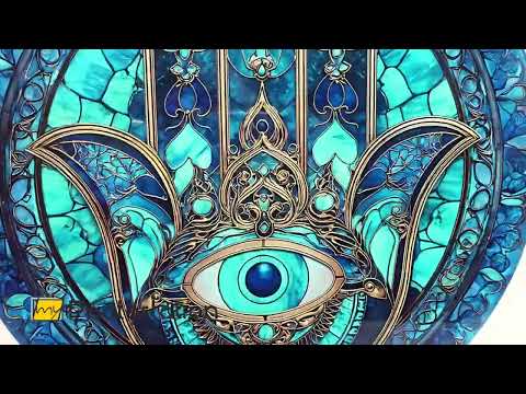Mystic Hamsa Hand with Evil Eye – Round Glass Wall Art