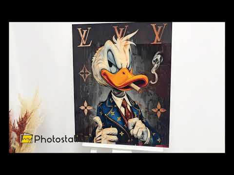 Luxury Cartoon Duck Smoking Wall Art Print