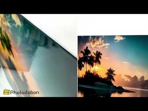 Tropical Island Sunset Wall Art – Serene Beach Glass Print for Relaxing Interiors