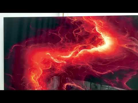 Red Storm Abstract Tempered Glass Wall Art