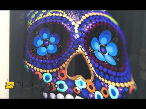 Blue Mexican Skull Glass Wall Art