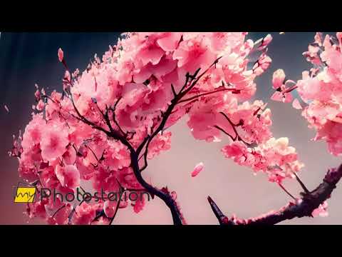 Japanische abstrakte rosa Blütenbaum-Wandkunst aus Glas