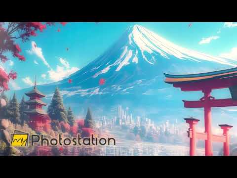 Fuji in Japan mit der Pagoden-Glaswandkunst