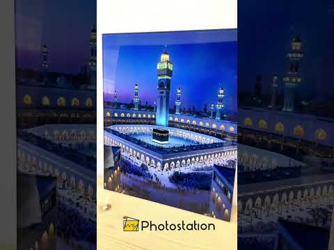 Serenidad Sagrada – Kaaba bajo la Torre del Reloj de La Meca Arte En Vidrio Para Pared