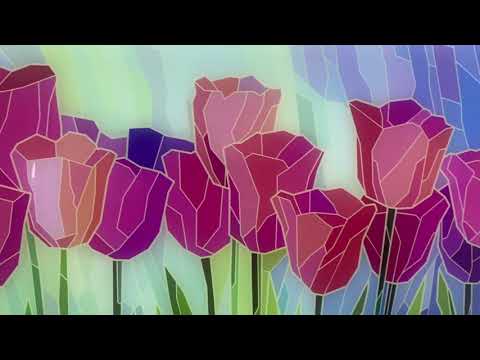 Pink Tulip Stained Glass Wall Art, custom glass photo prints, large glass prints